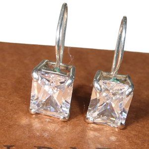 Silpada W0353 CZ Rectangular Earrings .925 Sterling Silver Cubic Zirconia